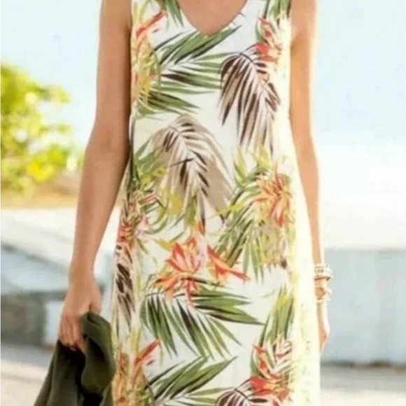 J. Jill Dresses & Skirts - J. Jill Green and Orange V-Neck Sleeveless Mini Sundress